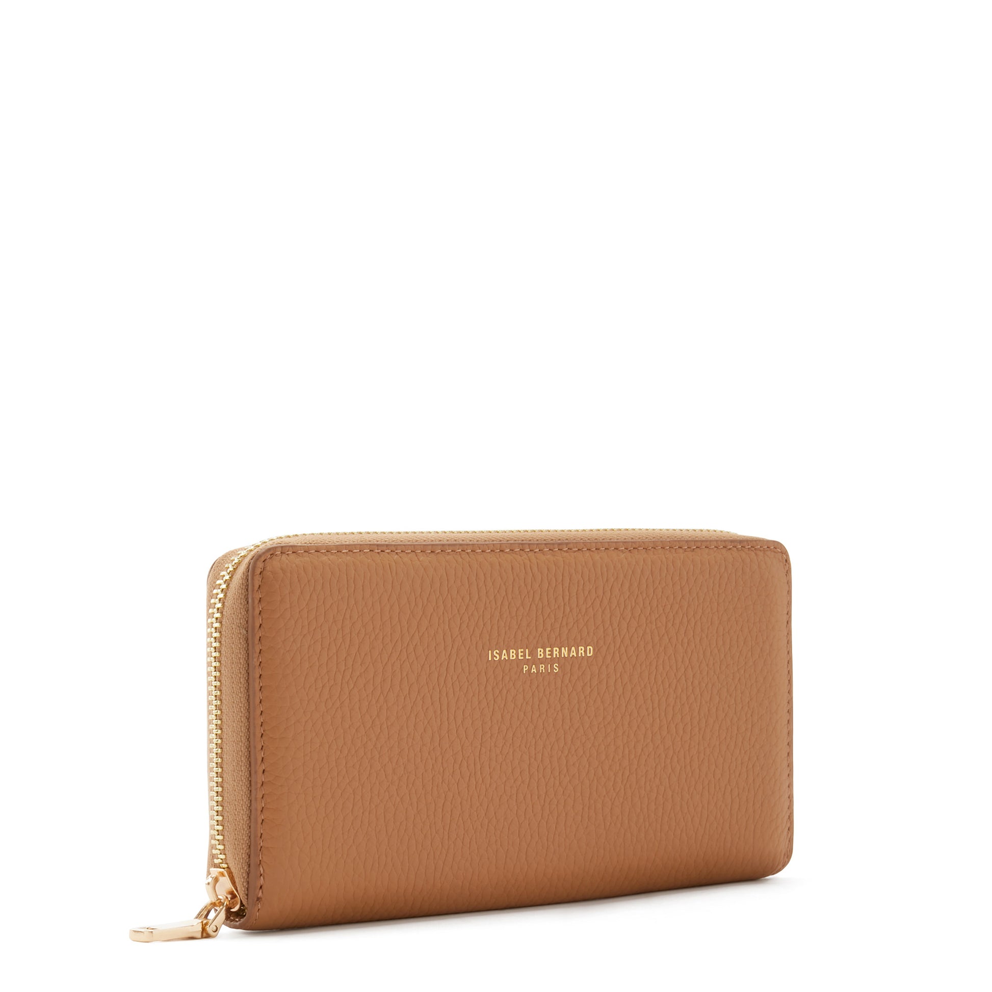 Isabel Bernard Honoré Léa Camel Calfskin Zip Wallet IB23023