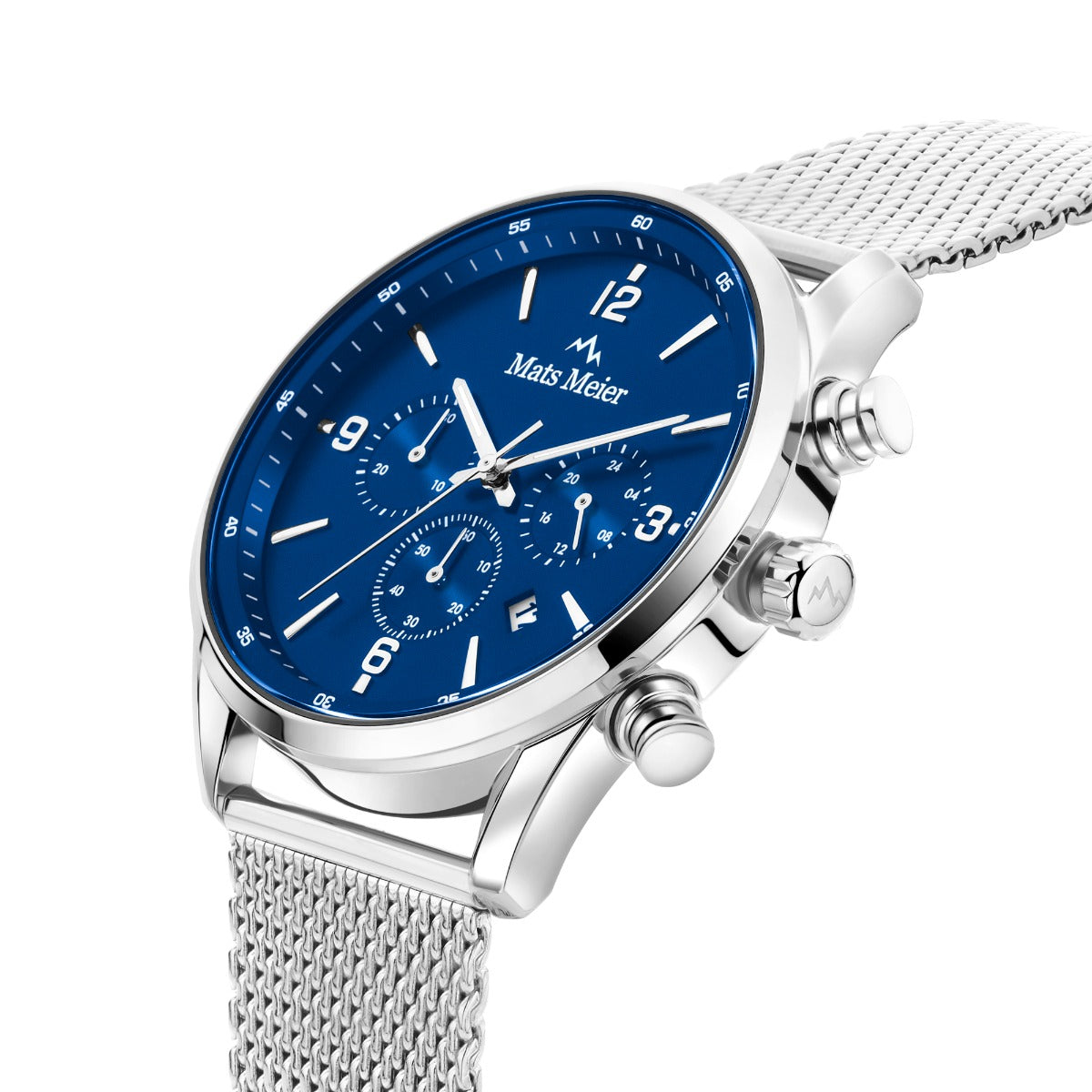 Mats Meier Grand Cornier Chronograph Men's Watch Silver Colored with Blue MM00133