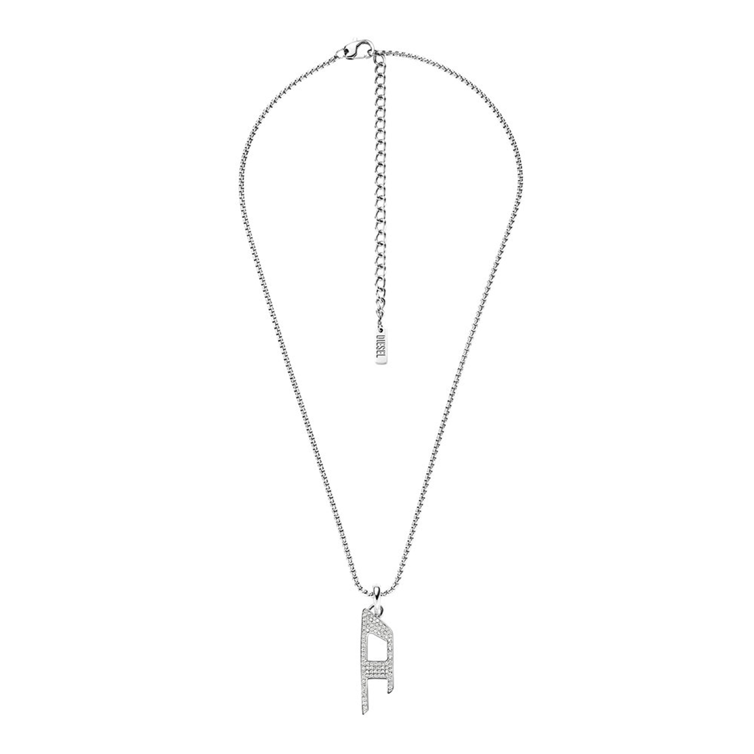 Diesel D Logo Silver Stainless Steel Necklace DX1624040