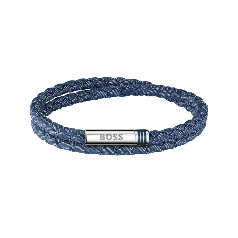 Hugo Boss Fibre Synthétique Bleu Homme Bracelet Tressé HBJ1580800-zoom-
