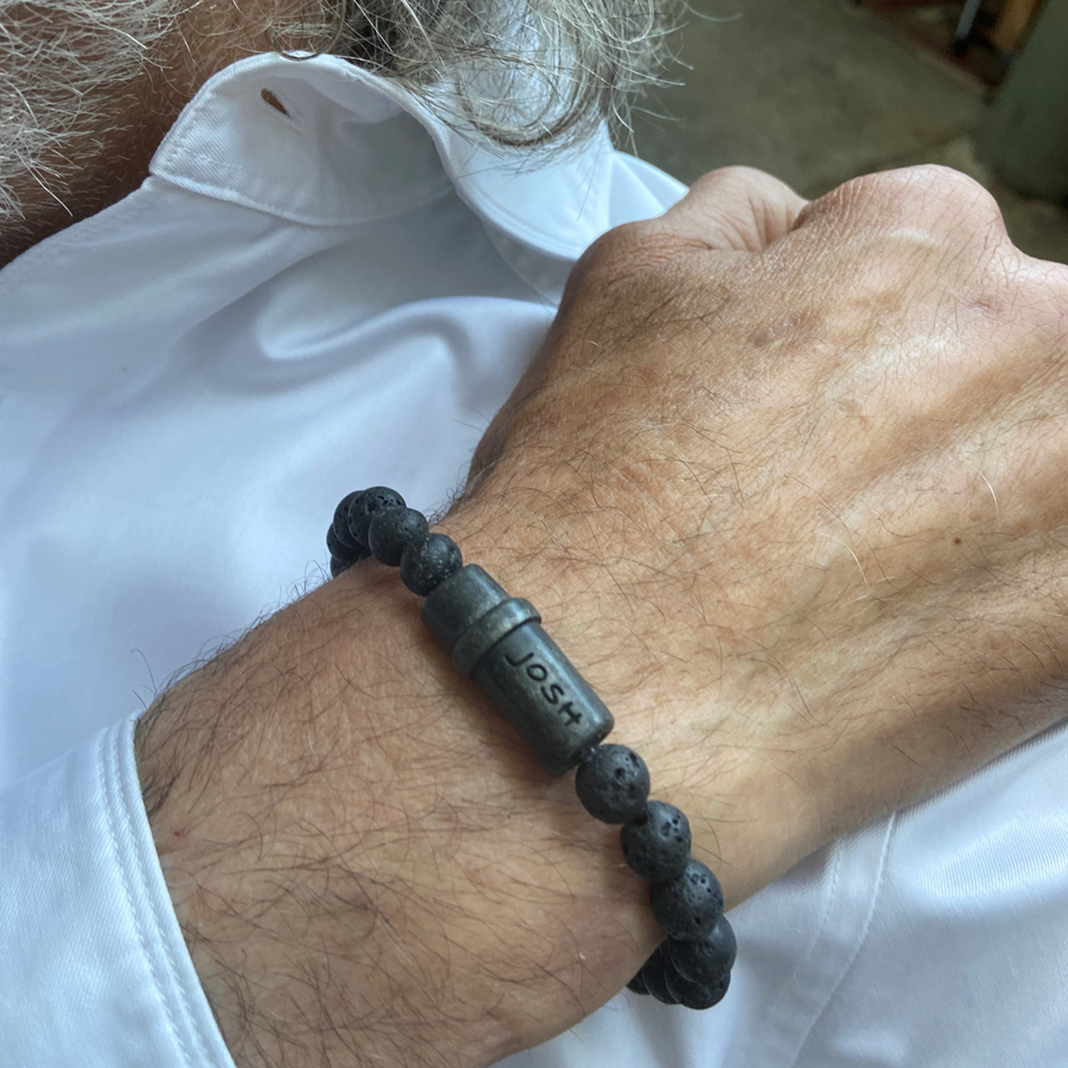 Josh Black Natural Stone Bracelet 09285VB/LAVA/MED