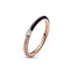 Pandora Me Pavé & Black Dual Ring 182528C01-56with14 Carat RoseGold Plating