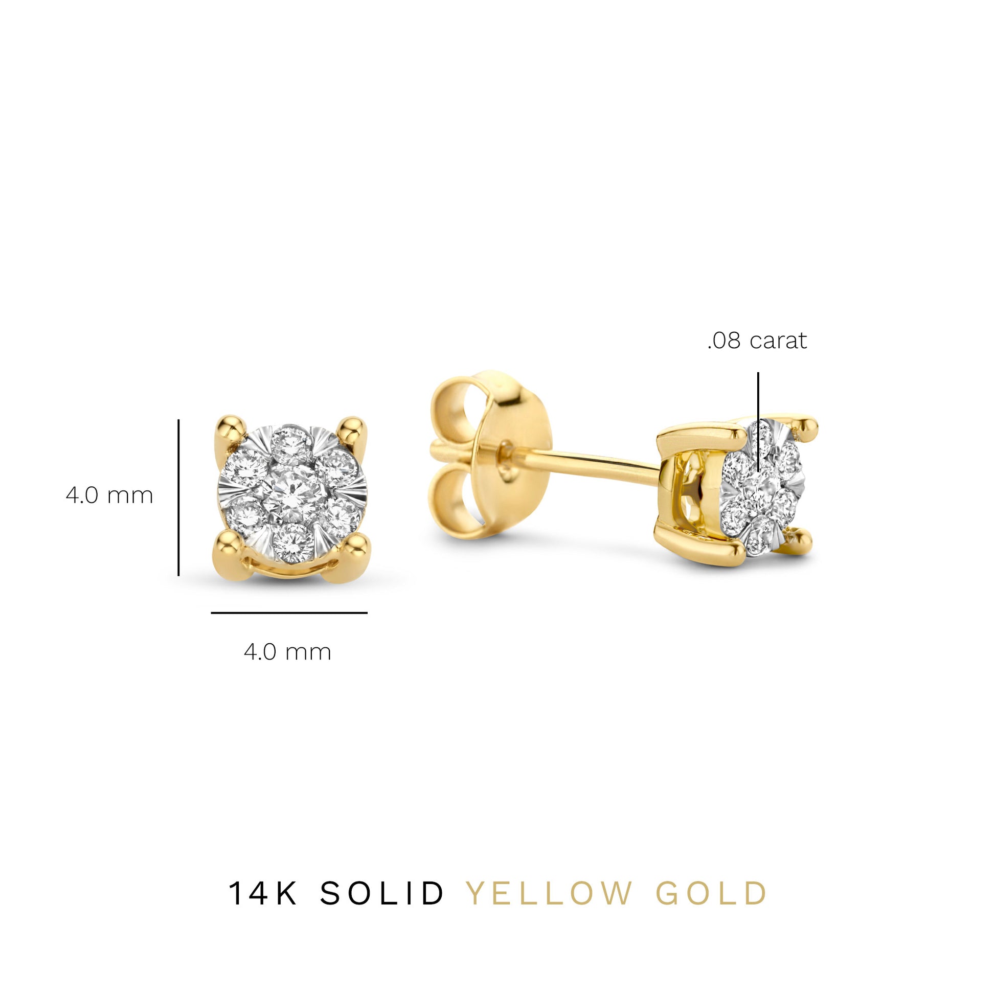 Isabel Bernard De la Paix Hanaé 14 Carat Golden Ear Studs | diamond 0.16 ct | IBD360015