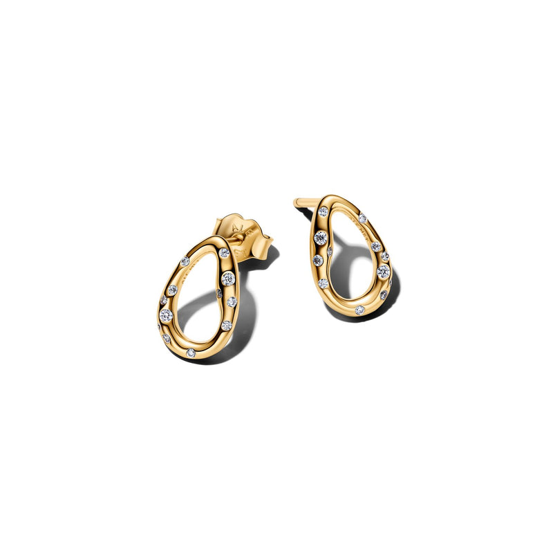 Pandora Essence Clous D’Oreilles Ovales Stone-Set De Forme Organique Plaqués Or 264659C01-zoom-