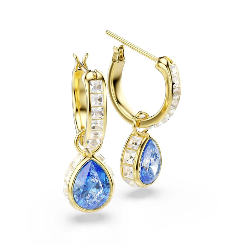 Swarovski Boucles d'oreilles créoles Chroma Gold avec cristaux bleus 5757815-zoom-