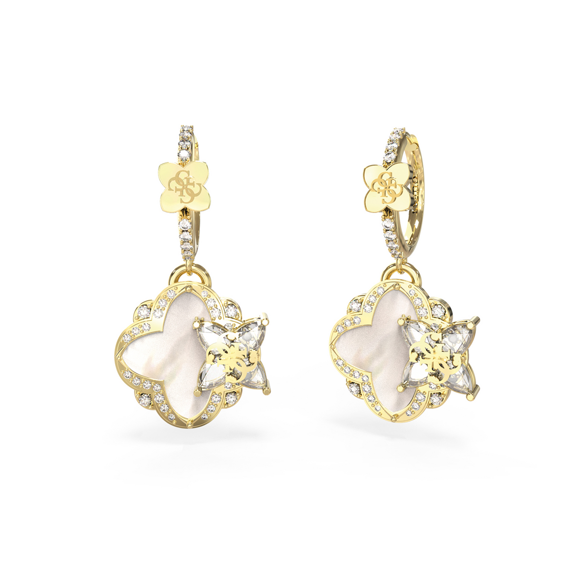 Guess Wild Flower Gold and Pearl Earrings JUBE05583JWYGT-U