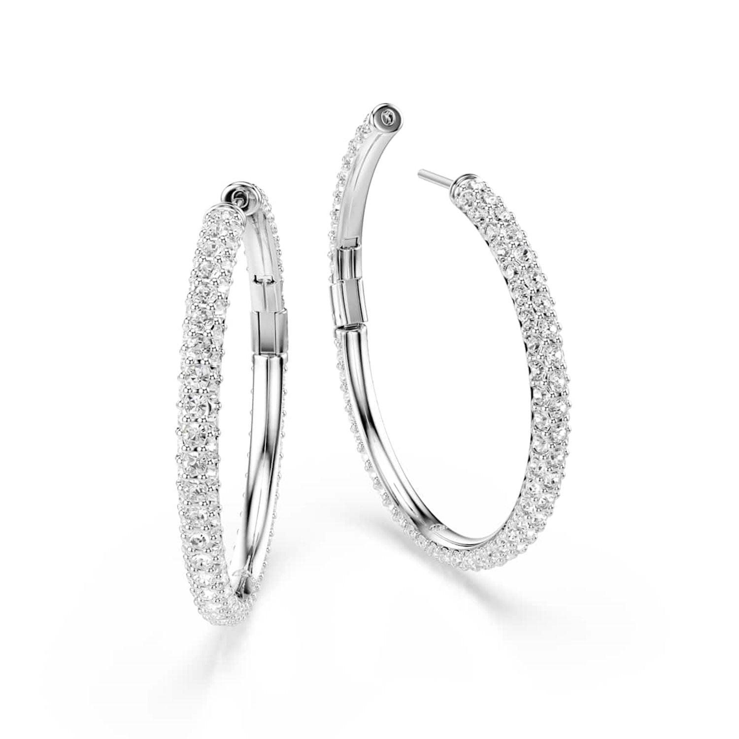 Swarovski Dextera Round Silver-Tone Hoop Earrings 5754156