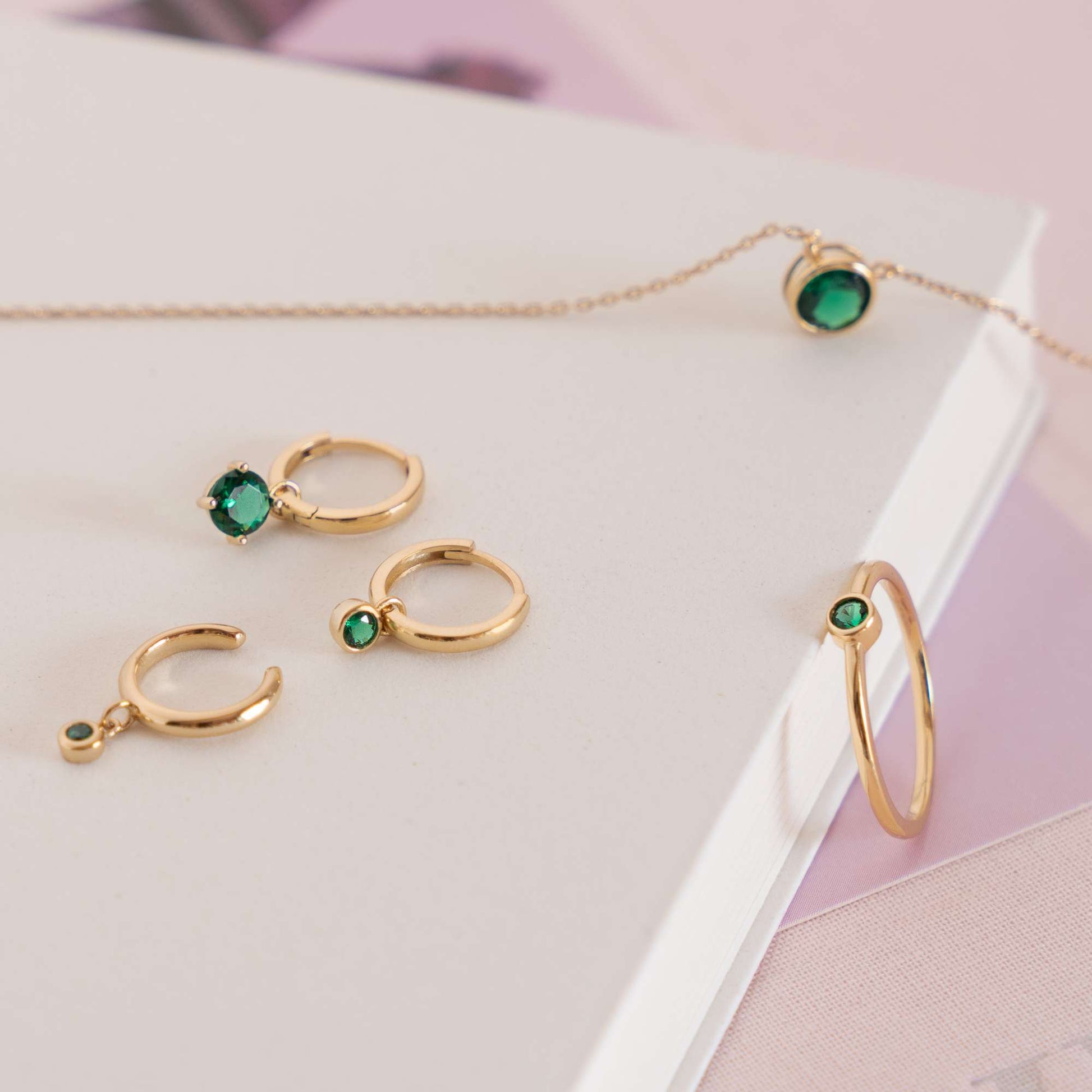 Violet Hamden Venus 925 Sterling Silver Gold-coloured Hoop Earrings with Birthstone VH360015-MAY