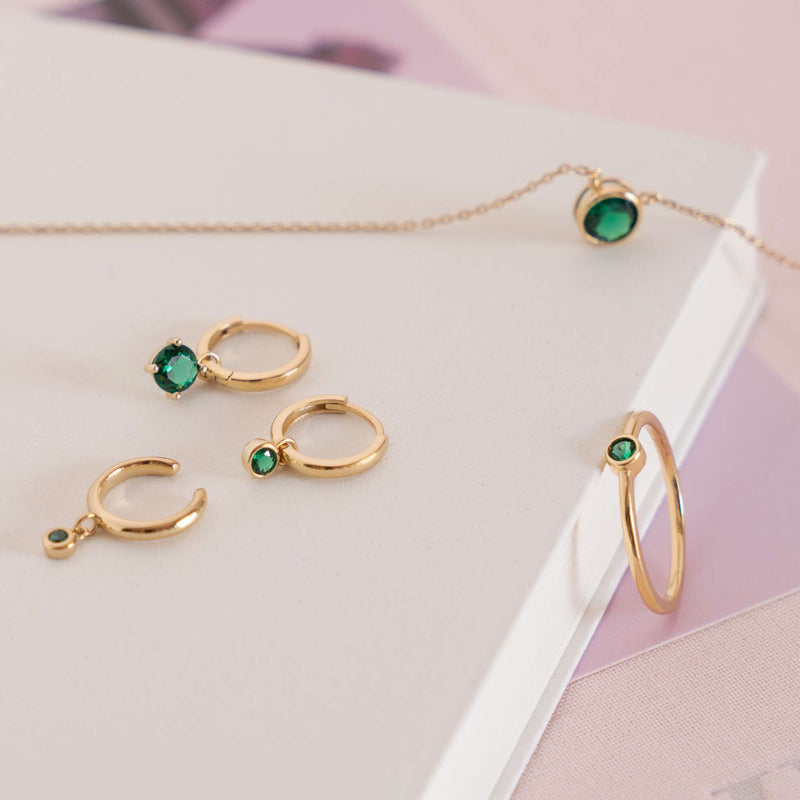 Violet Hamden Venus Créoles en Argent 925 Sterling Plaqué Or avec Pierre de Naissance VH360015-MAY-zoom-