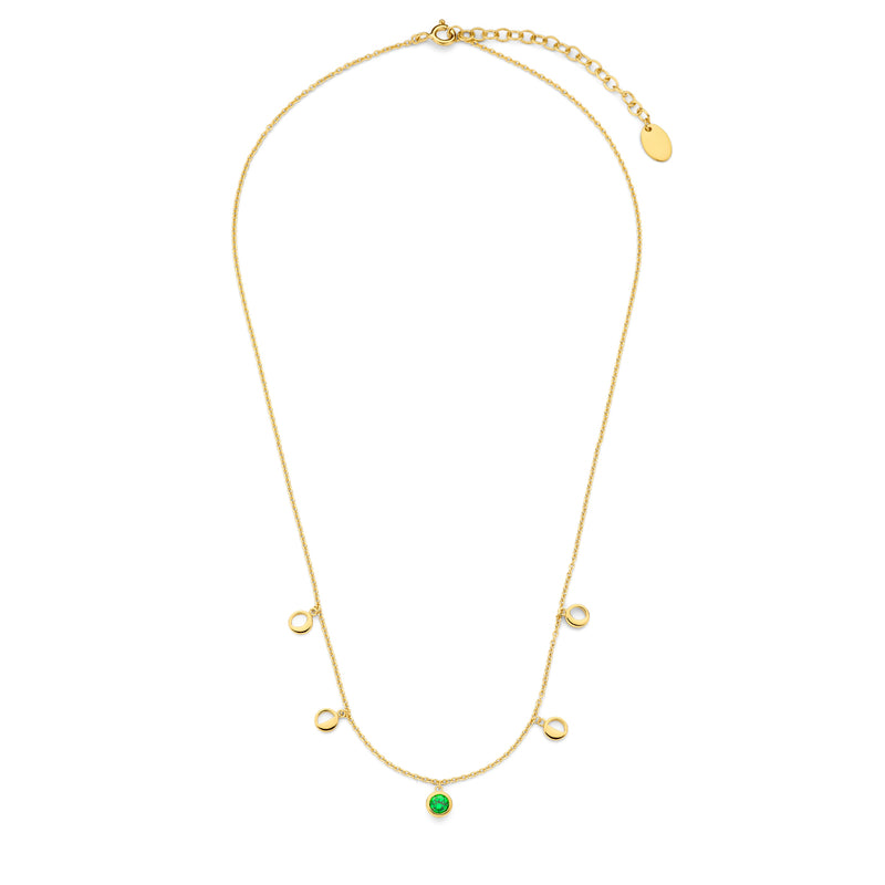 Violet Hamden Luna Collier en Argent 925 Sterling Plaqué Or avec Lunes et Pierre de Zircon Vert VH340042-zoom-
