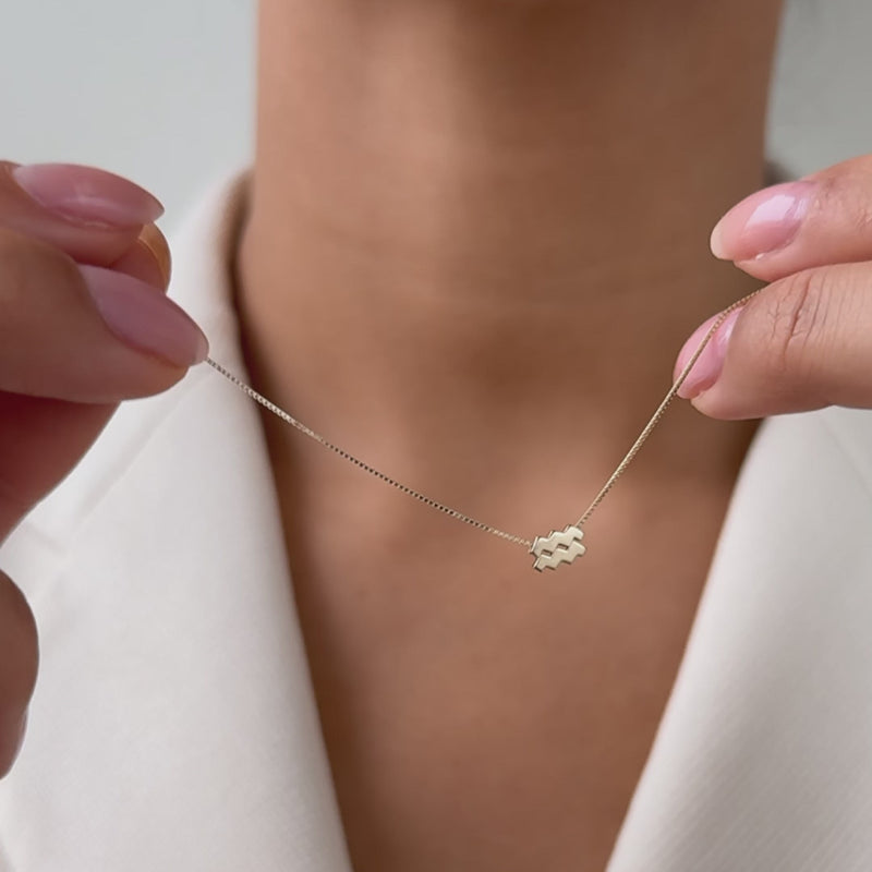 Isabel Bernard Étoiles d’Or Aquarius 14 Carat Gold Venetian Necklace With Horoscope IB340188-zoom-